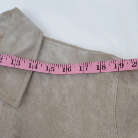 A.M.I. Genuine Leather Button Front Jacket Tan Beige XL - Picture 10 of 12